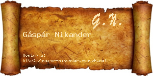 Gáspár Nikander névjegykártya