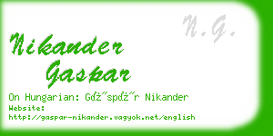 nikander gaspar business card